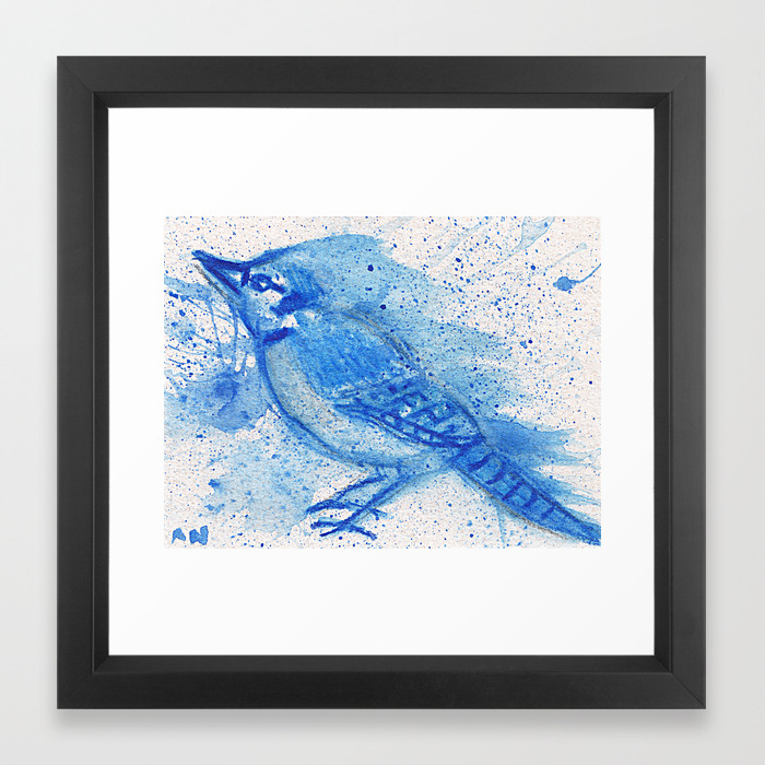 Blue Jay Bird Abstract And Expressive Framed Art Print By