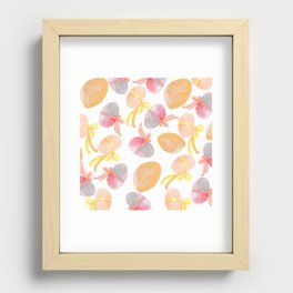 Modern Pink Lilac Lavender Yellow Watercolor Easter Eggs Recessed Framed Print