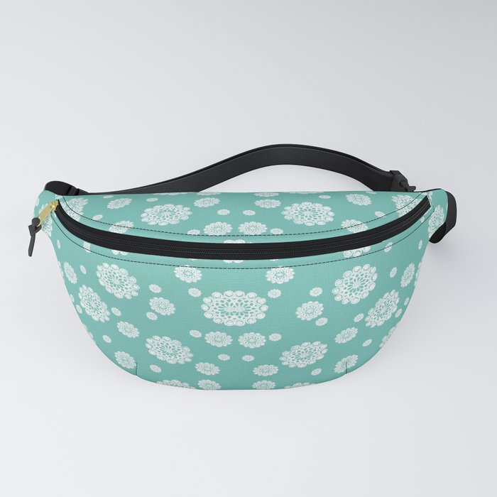 White Lace Pattern - Teal Fanny Pack