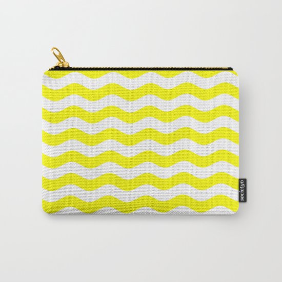 Wavy Stripes (Yellow/White) Carry-All Pouch
