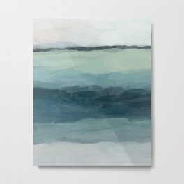 Sea Levels - Seafoam Green Mint Navy Blue Abstract Ocean Art Painting Metal Print | Digital, Acrylic, Summer, Trendy, Watercolor, Livingroomart, Nature, Curated, Calm, Modern 