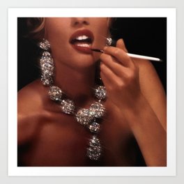 FINISH TOUCH | glitter collage art | sparkle diamonds | rich and fabulous | red lips | classic Art Print