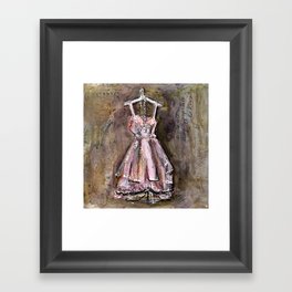 Vintage Pink Dress with Pearls Mixed Media Framed Art Print