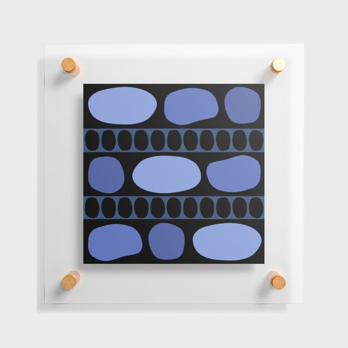 Tribal Art Rock Pattern Black Blue Floating Acrylic Print