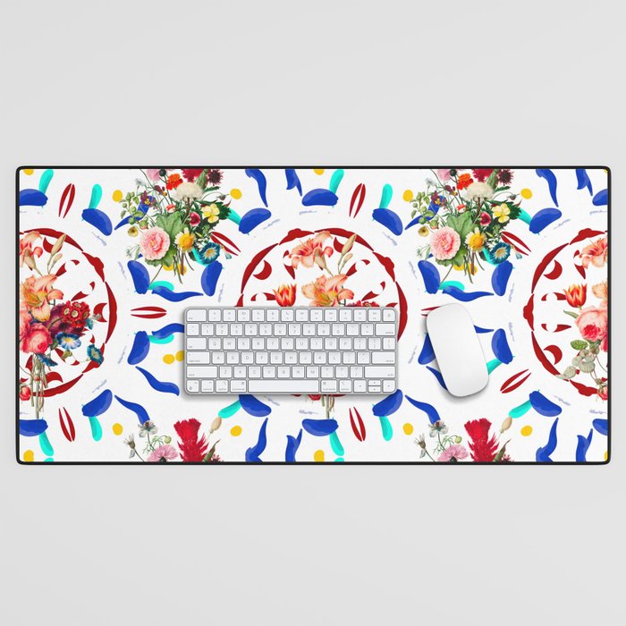 Summer ,boho ,folk,bohemian,floral Mediterranean style ,pattern  Desk Mat