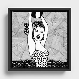 Roy Lichtenstein - Girl with ball Framed Canvas