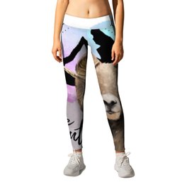 The Mountains Are Calling Me In Purple And Blue Leggings | Mutton, Mountains, Sheep, Nature, Watercolor, Mountainarecalling, Graphicdesign, Tup, Animal, Lamb 