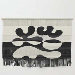 Mid Century Modern Organic Abstraction 235 Black and Ivory White Wall Hanging