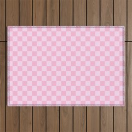 Pink Lace Pink and Cotton Candy Pink Checkerboard Outdoor Rug