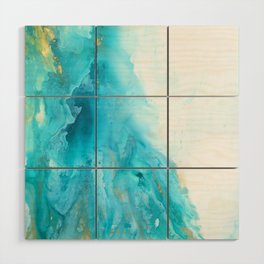 Abstract in Blue and Gold Wood Wall Art