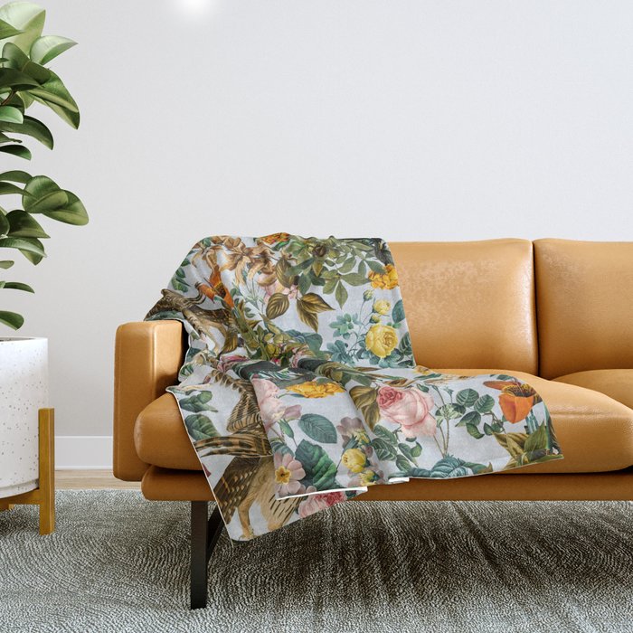 FLORAL AND BIRDS VI Throw Blanket