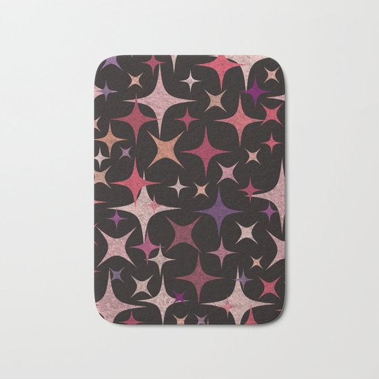 Shimmering Purple, Red, Pink and White Stars Bath Mat