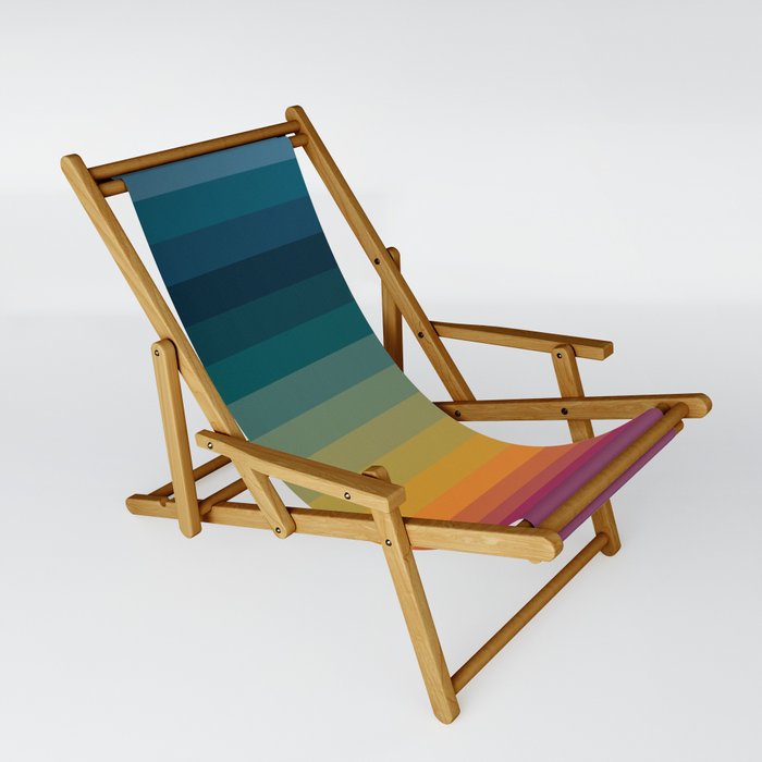 Colorful Abstract Vintage 70s Style Retro Rainbow Summer Stripes Sling Chair