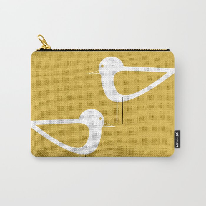 Shorebird Pair in Light Mustard and White Carry-All Pouch