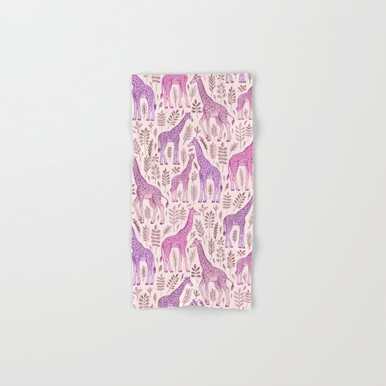 Pink Giraffe Pattern Hand & Bath Towel