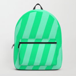 [ Thumbnail: Aquamarine and Green Colored Stripes/Lines Pattern Backpack ]