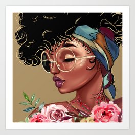 Solitude Blank: African American Black Woman Artwork Art Print