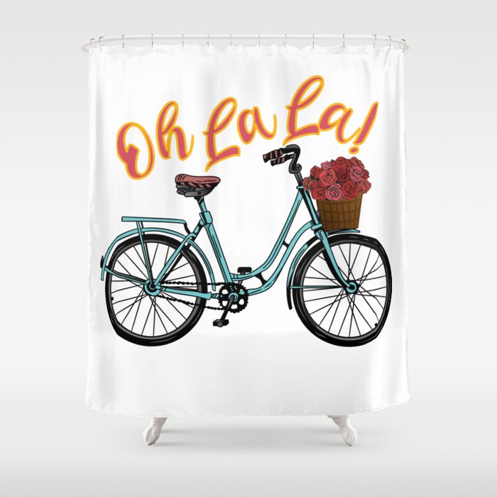 Oh La La - French Bicycle Shower Curtain