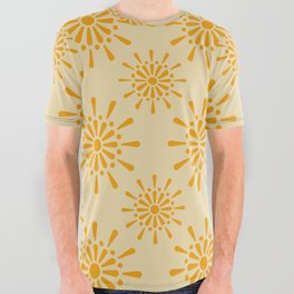 Minimal Retro Styled Geometric Pattern - Yellow All Over Graphic Tee