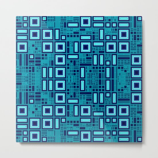 Blue digital geometric abstraction Metal Print