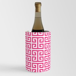 Large Pink and White Greek Key Pattern Wine Chiller