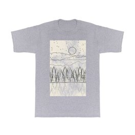 Minimal Line Mountain Beauty II T Shirt | Range, Minimalist, Mountains, Abstract, Line, Trave, River, Illustration, Sun, Mountain 