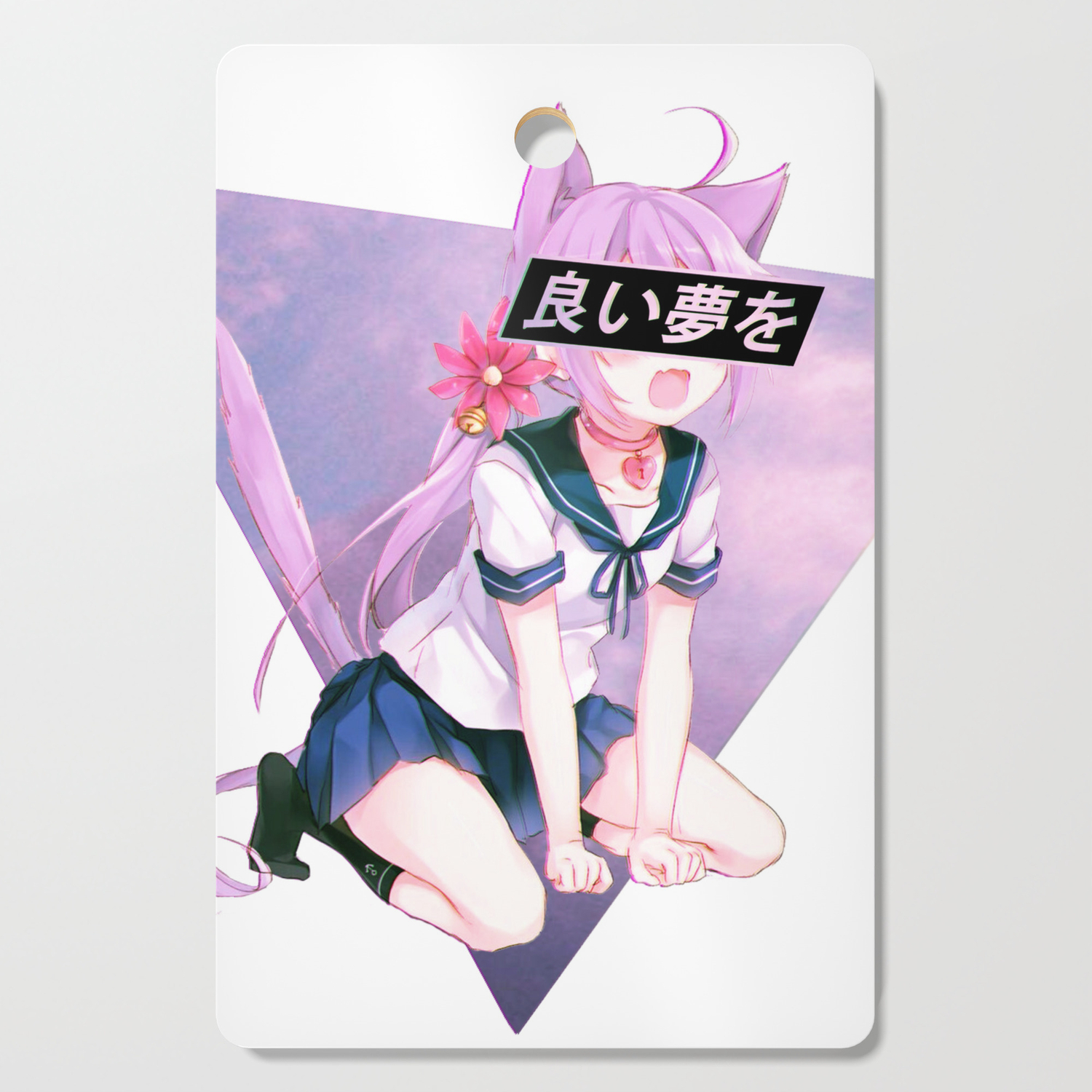 Cat Girl Neko Pink Sad Japanese Anime Aesthetic Cutting Board By Poser Boy Society6,Keyboard Drawing Images For Kids