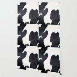 Black and White Cowhide, Cow Skin Print Pattern Wallpaper
