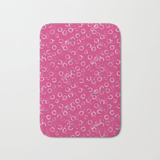 Polka Dots Stamps on Pink Yarrow Bath Mat
