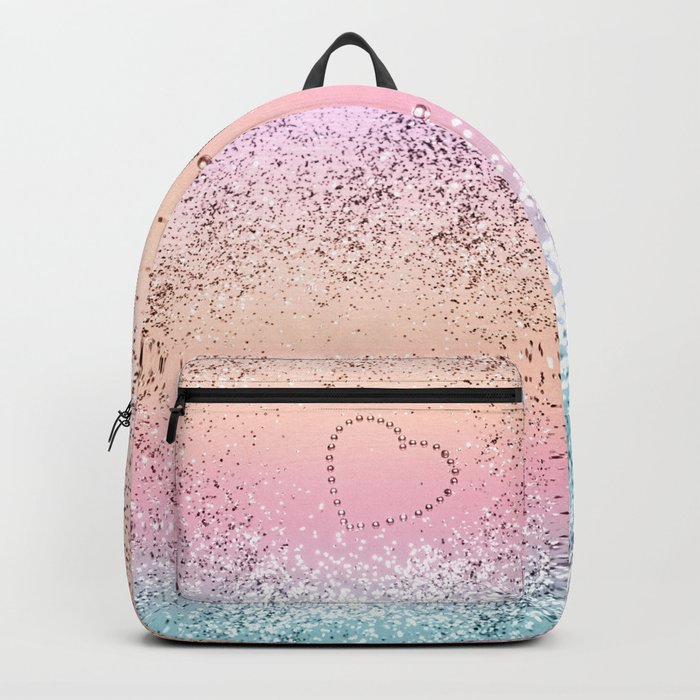 Summer UNICORN Girls Glitter Heart #1 (Faux Glitter) #shiny #pastel #decor #art #society6 Backpack