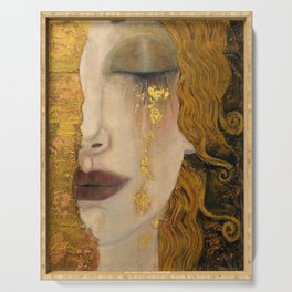 Golden Tears (Freya's Heartache) portrait painting by Gustav Klimt Serving Tray