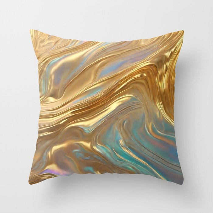 Gold Holographic Opal Stone Trendy Collection Throw Pillow