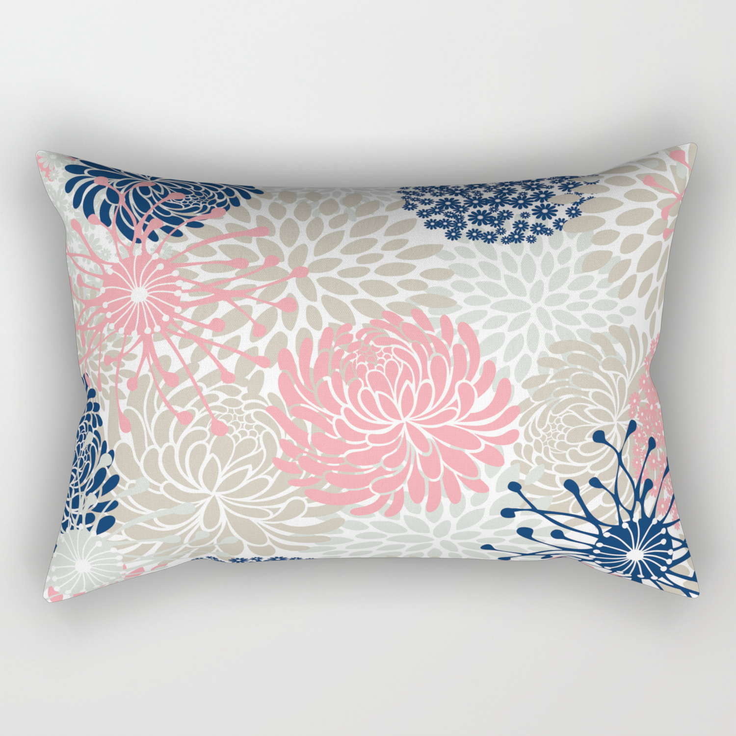 Fl Mixed Blooms Blush Pink Navy Blue Gray Beige Fl Mixed Blooms Blush Pink Navy