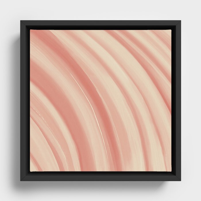 Clean Sweep Coral Abstract Framed Canvas