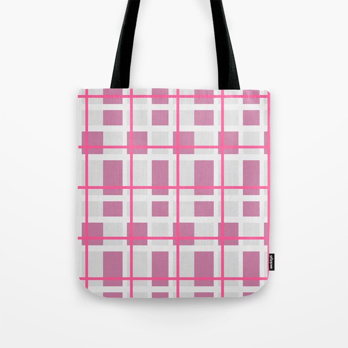 Retro Pink Plaid Pattern Tote Bag