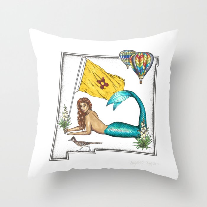 New Mexico Mermaid Throw Pillow