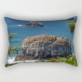 Rocks on Oregon Coast Beach Through Trees Rectangular Pillow