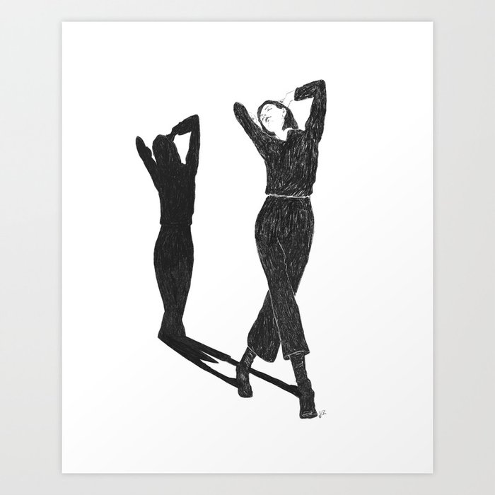 Dancing At Home #8 - Black and White Art Print