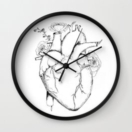 Black and White Anatomical Heart Wall Clock