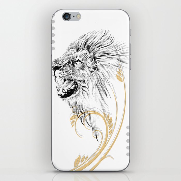 Lion, wild art, illustration, grunge, painting iPhone Skin