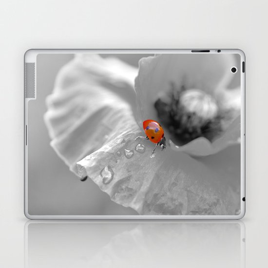 Macro ladybug with water drops on a poppy Laptop & iPad Skin