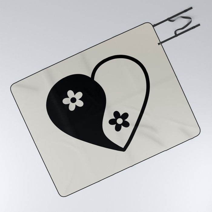 Heart Ying Yang Picnic Blanket