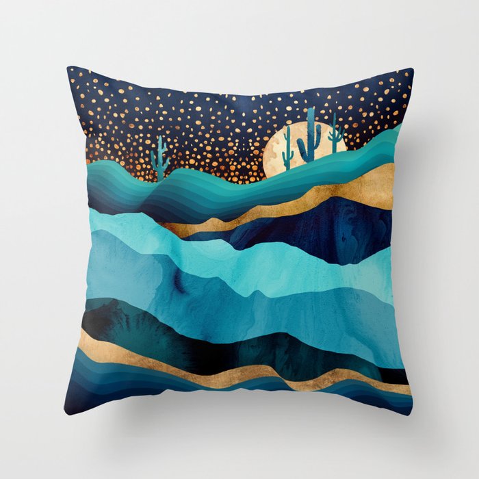 Indigo Desert Night Throw Pillow