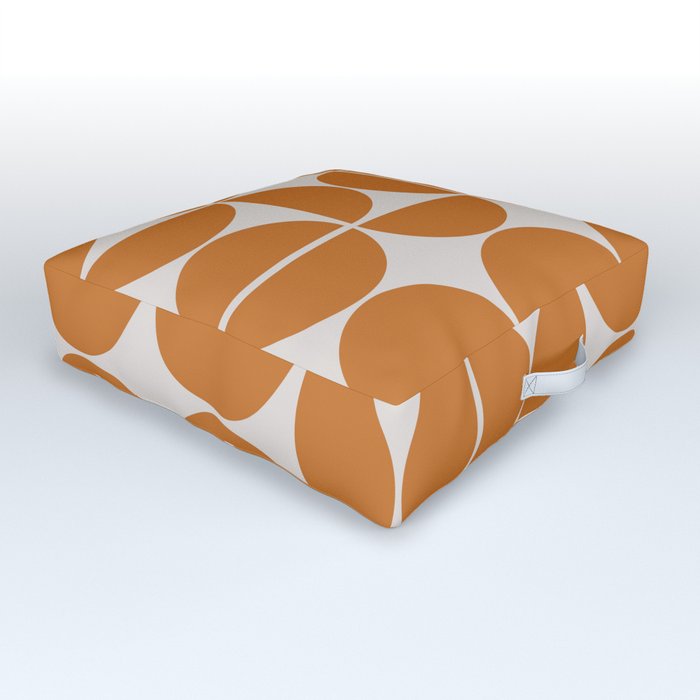 Orange mid century modern shapes Outdoor Floor Cushion