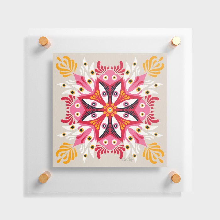 Trippy Mandala – Magenta & Peach Floating Acrylic Print