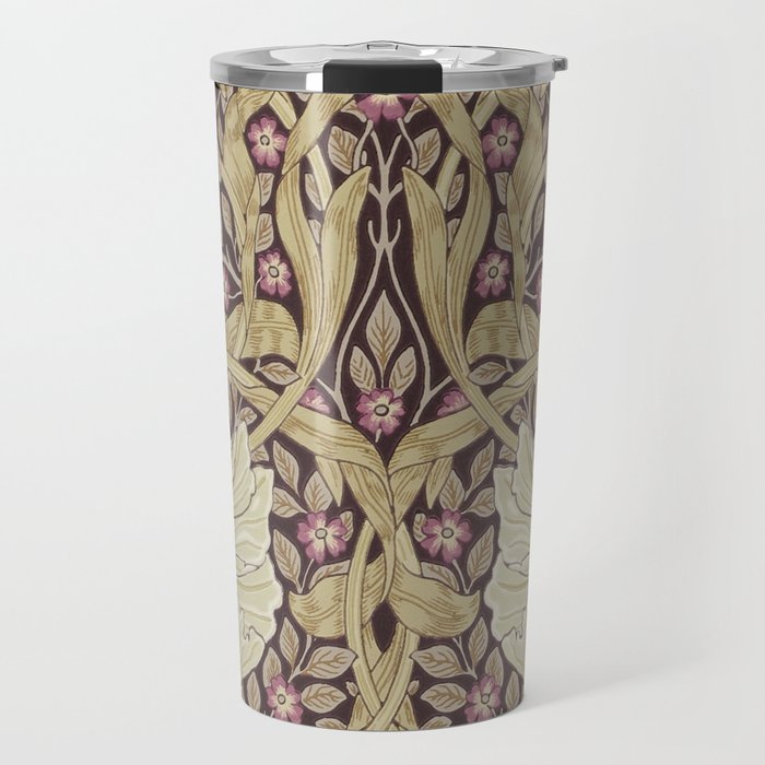 William Morris Pimpernel Orchid & Violets Floral Textile Pattern Travel Mug