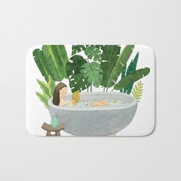 Happy Place Bath Mat | Watercolor, Reading, Tropical, Watercolors, Painting, Tropicalleaves, Watercolorillustration, Bathroom, Bathtub, Veganart 