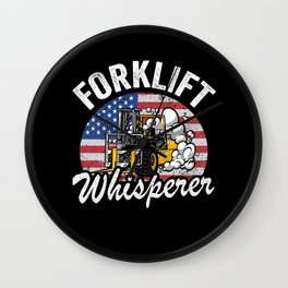 Forklift Whisperer American Flag Retro Forklift Driver Wall Clock