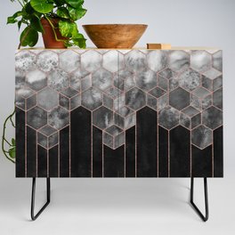 Cubes of Rose Gold - Midnight Black Nights Geometric Credenza