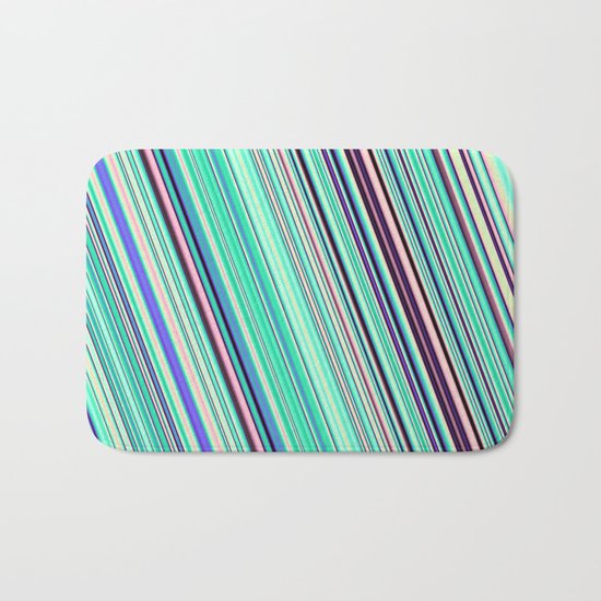Diagonal summer stripes Bath Mat